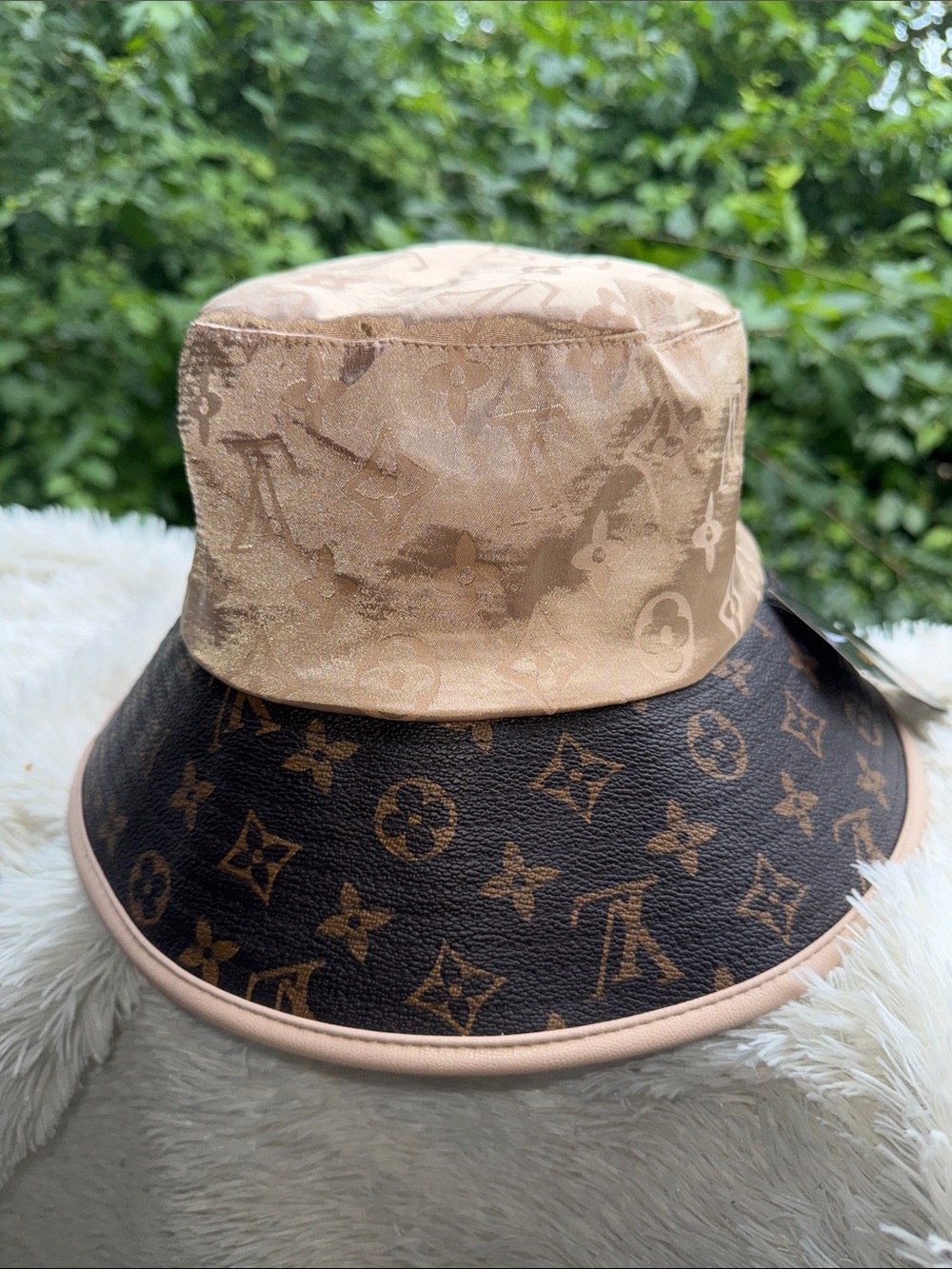Source Unknown Brown and Beige Monogram Bucket Hat - Picture 2 of 5